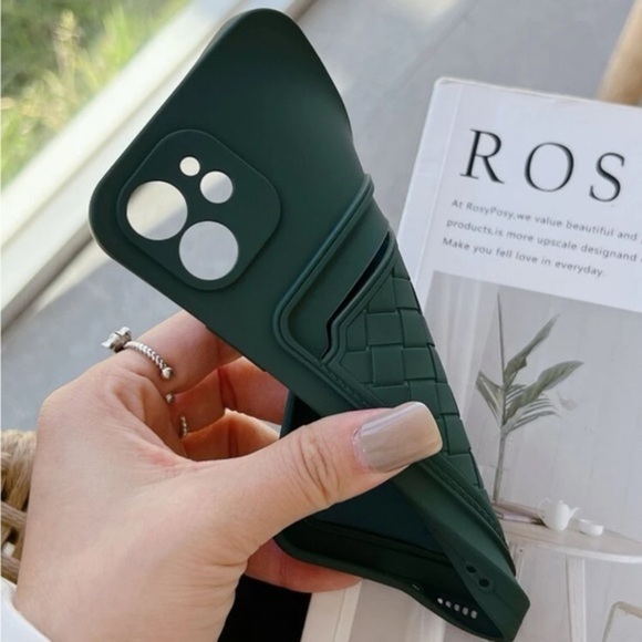 ⚠️Clearance💚iPhone 13/Pro/Pro Max Dark Green Woven Pattern Card Slot - Picture 2 of 4